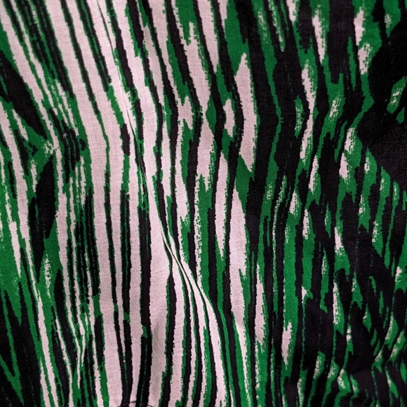 Derek Lam NWOT woodgrain stripe  shirt dress/coverup Large green black white - Picture 12 of 17